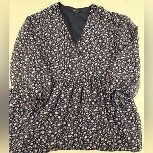 Madewell Women’s Navy Blue Floral Print Light Flowy Midi Maxi Dress XS